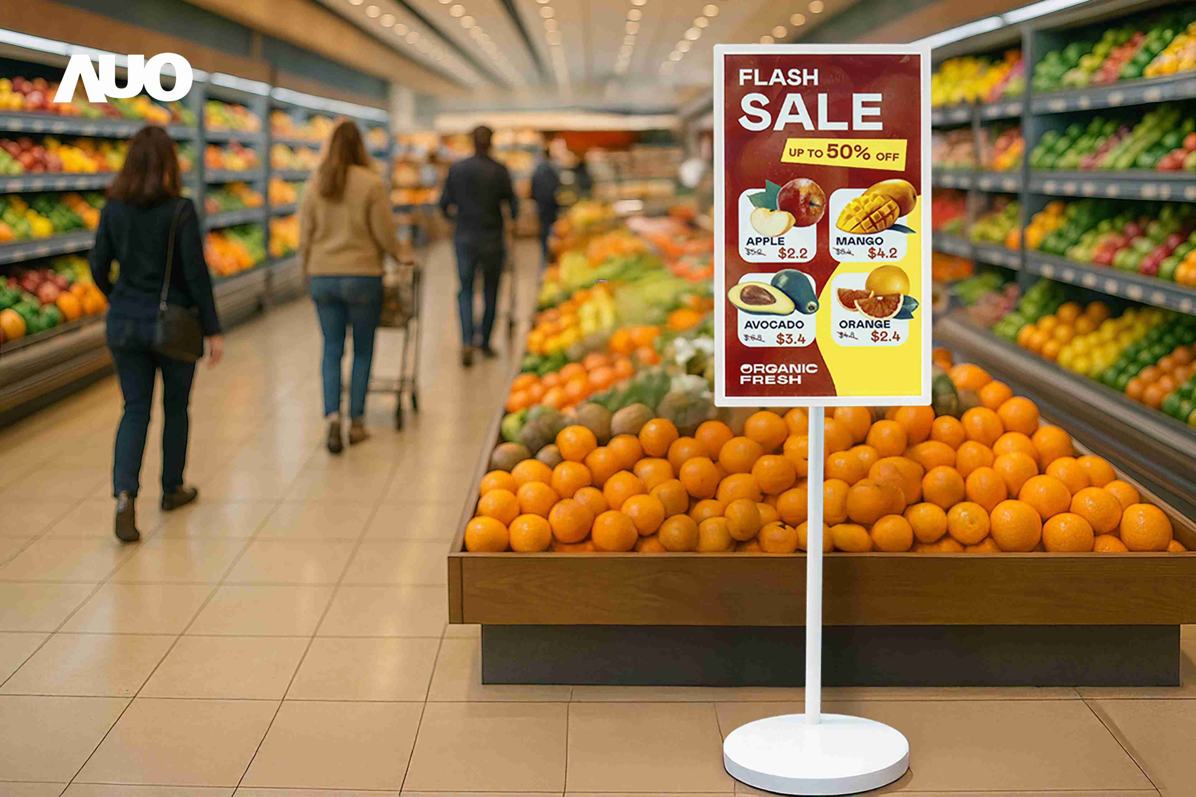 达擎首亮相低功耗、、全彩的〝aecoPost电子纸解决方案〞，，，仅在更新画面时需要微量的电力驱动，，无需布建电线的便捷设计，，使其可灵活应用、、、随意置放，，，并可透过云端或行动装置app，，，，轻松管理及排程广告内容，，，，晋升店头营销利器。。。